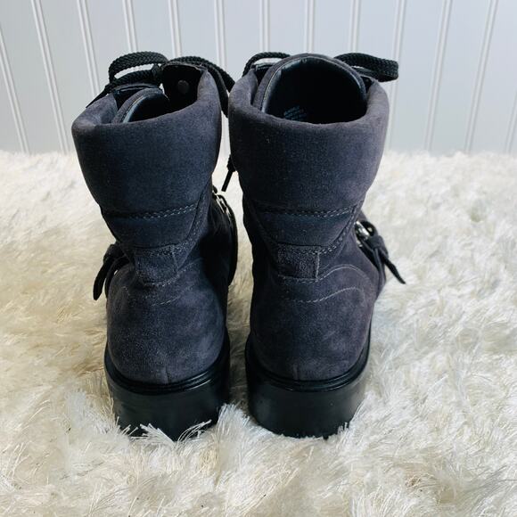 Marc Fisher Gray Noble Suede Combat Moto Boot Lug Sole Sz 9 - Picture 7 of 7